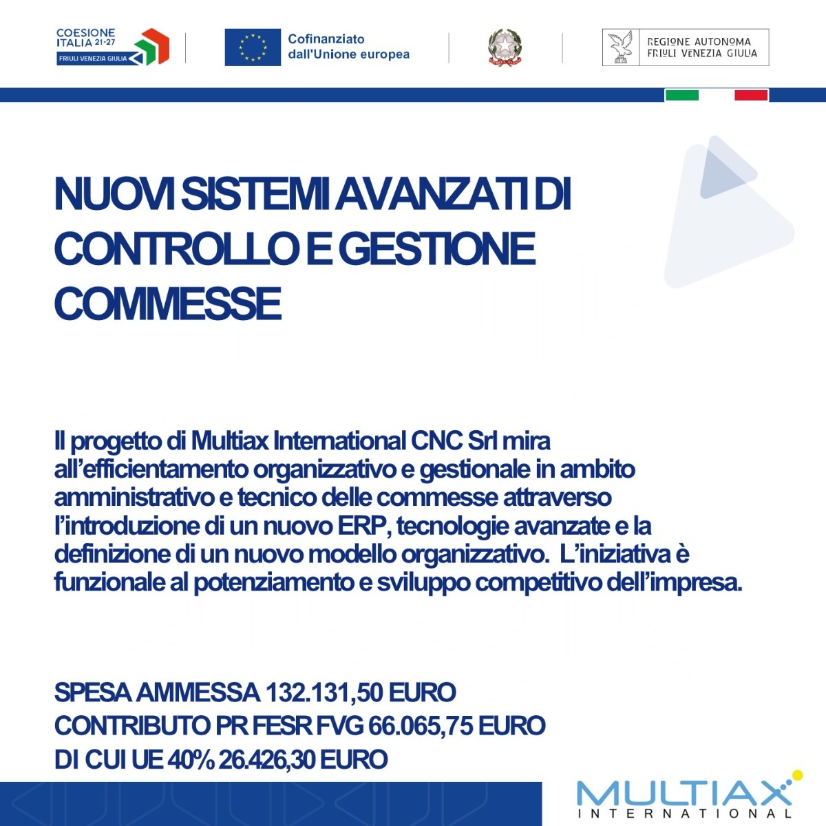 NUOVI SISTEMI AVANZATI DI  CONTROLLO E GESTIONE COMMESSE